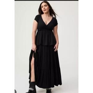 Torrid Top Womens 4X Surplice Babydoll Lace Trim Peplum Stretch Lightweight